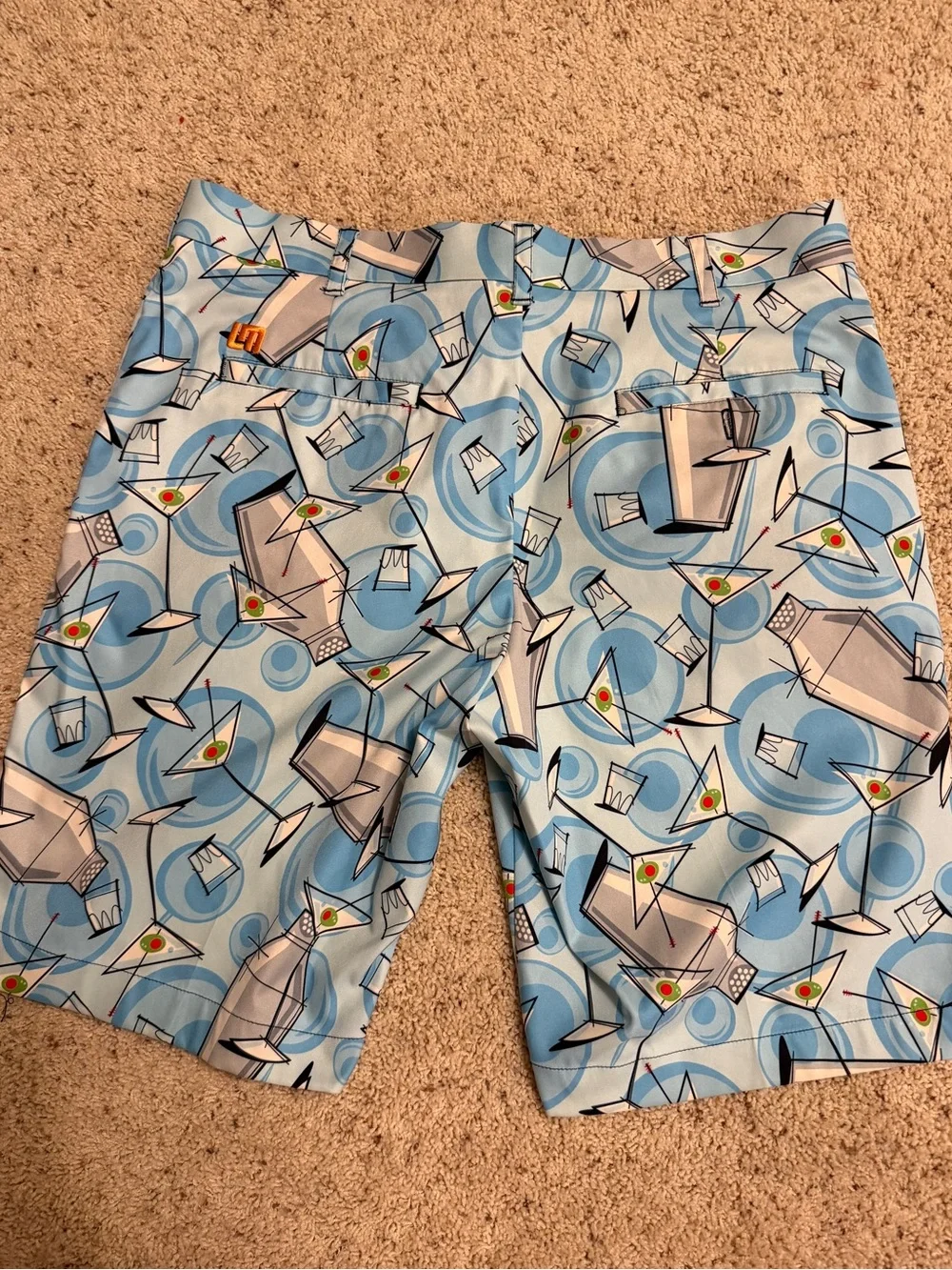 LOUDMOUTH GOLF Martini Print Shorts - Light Blue 36